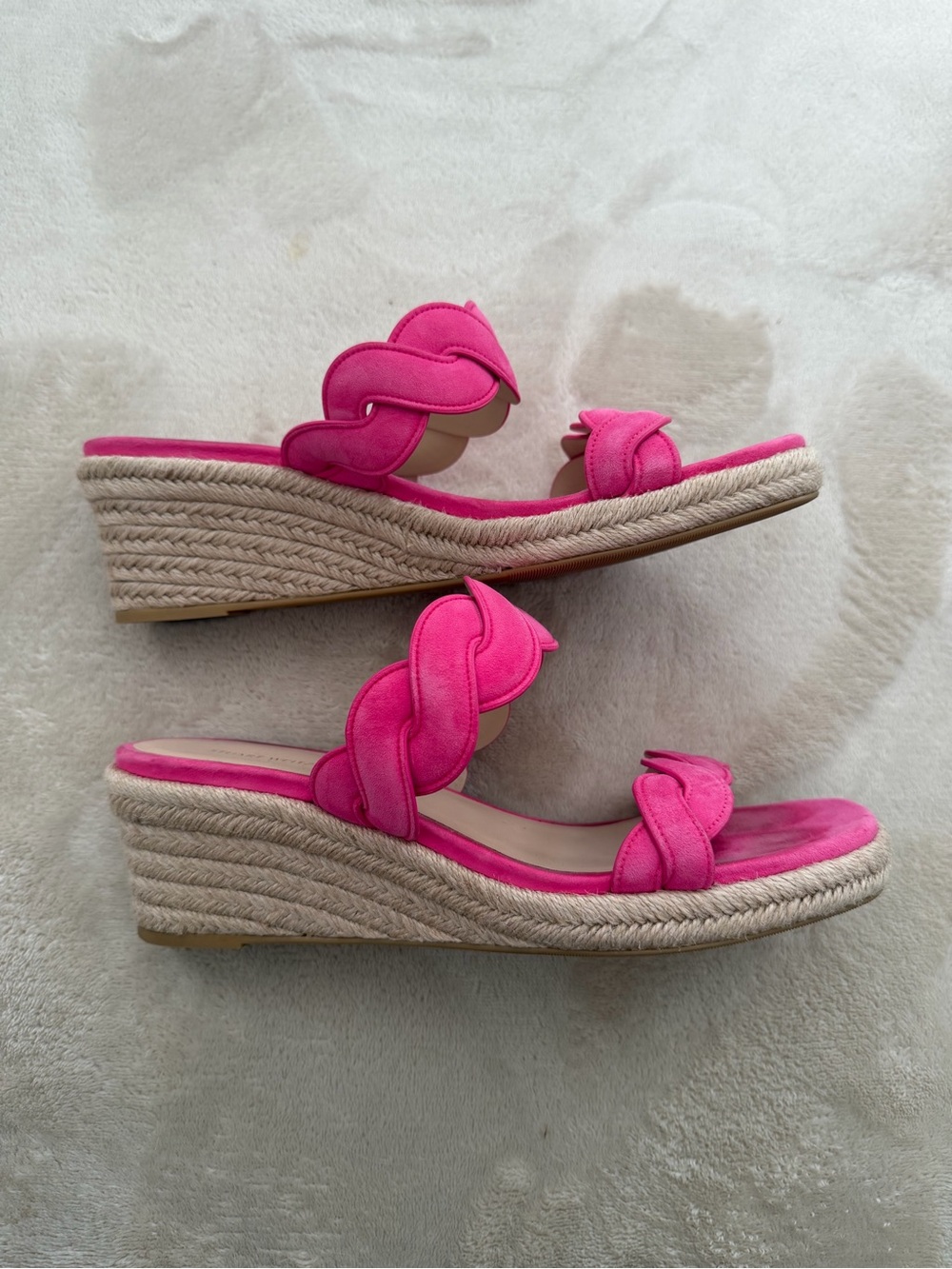 Stuart Weitzman Hot Pink Braided Wedge Slide - Picture 2 of 5
